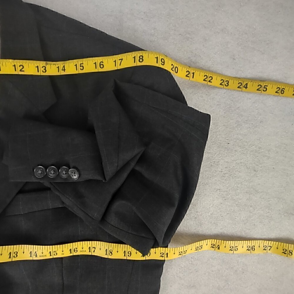 Perry Ellis Portfolio Dark Gray, W Blue Pinstripe 100% Wool Suit Jacket Size 40R - Picture 8 of 12